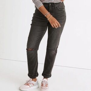 MADEWELL THE HIGH RISE SLIM BOYJEAN IN CATON WASH RIPPED KNEE EDITION 24